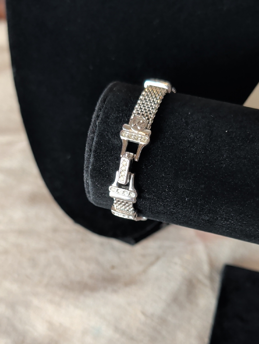 Swarovski Crystal Mesh Bracelet Silver Tone Minimalist Glam